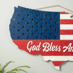 New 😀 Glitzhome® 32.5" Wooden Patriotic America Map Wall Décor 👍 -Glitzhome Sales D583563S 4