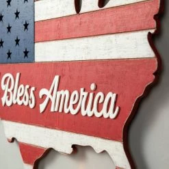 New 😀 Glitzhome® 32.5" Wooden Patriotic America Map Wall Décor 👍 -Glitzhome Sales D583563S 5