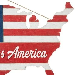 New 😀 Glitzhome® 32.5" Wooden Patriotic America Map Wall Décor 👍 -Glitzhome Sales D583563S 6