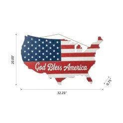 New 😀 Glitzhome® 32.5" Wooden Patriotic America Map Wall Décor 👍 -Glitzhome Sales D583563S 7