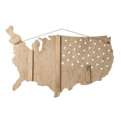 New 😀 Glitzhome® 32.5" Wooden Patriotic America Map Wall Décor 👍 -Glitzhome Sales D583563S 8