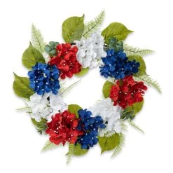 Cheap 😉 Glitzhome® 22" Red, White & Blue Hydrangea Wreath 👏