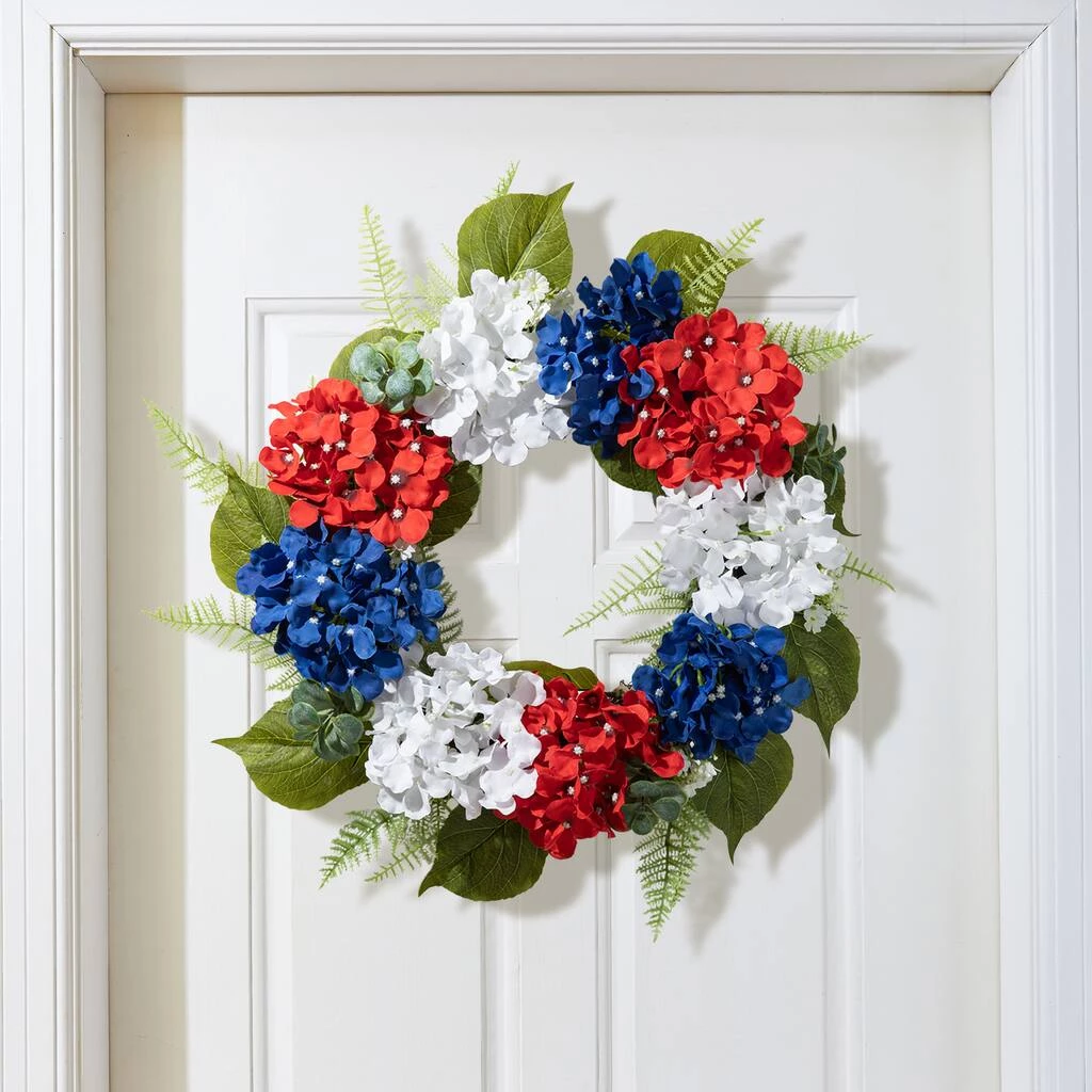 Cheap π Glitzhome® 22" Red, White & Blue Hydrangea Wreath π 4 Cheap π Glitzhome® 22" Red, White & Blue Hydrangea Wreath π - Image 2