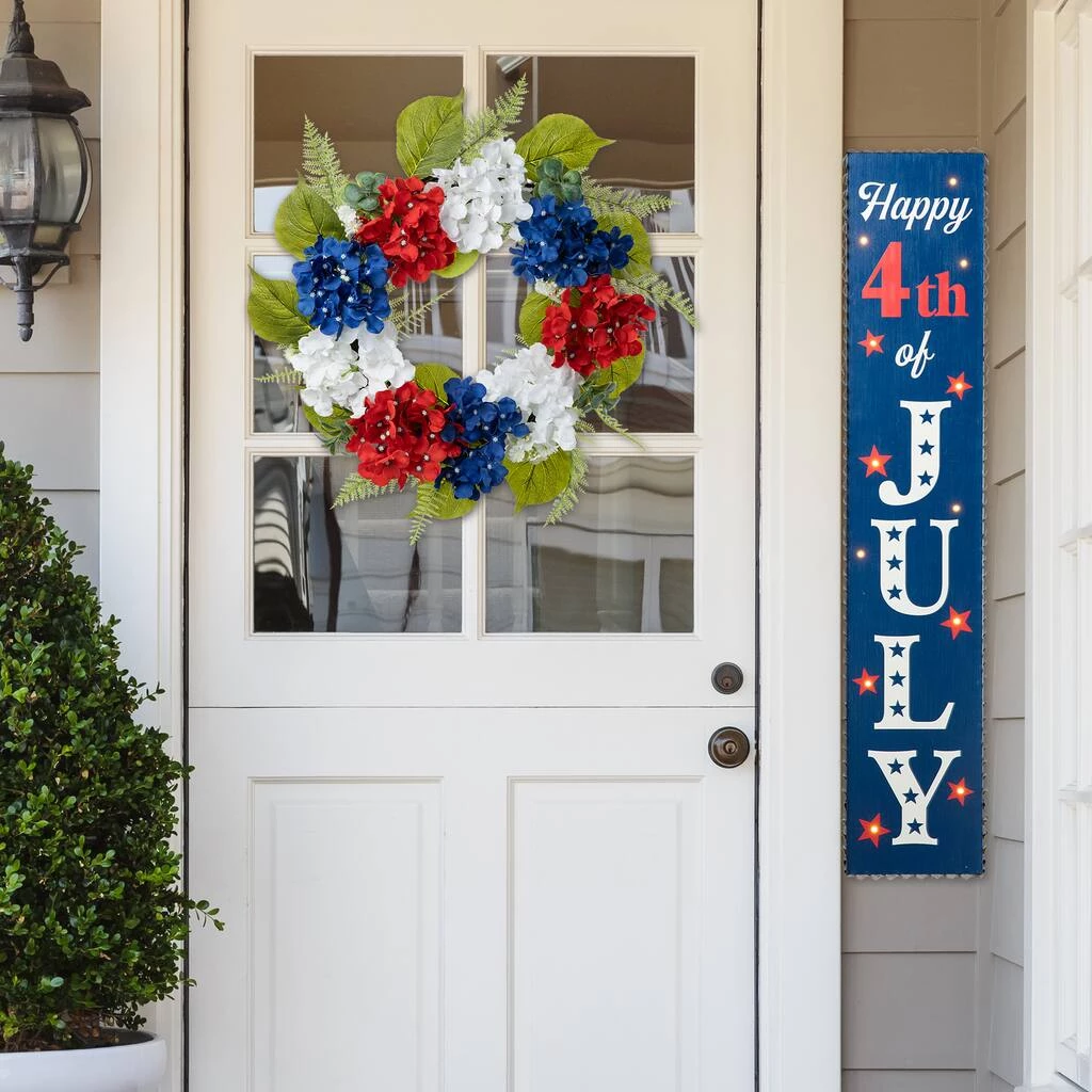Cheap π Glitzhome® 22" Red, White & Blue Hydrangea Wreath π 5 Cheap π Glitzhome® 22" Red, White & Blue Hydrangea Wreath π - Image 3