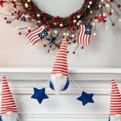 Cheap 🧨 Glitzhome® 6ft. Patriotic Fabric Gnome Garland 🛒 -Glitzhome Sales D583567S 3