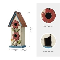 Discount 🧨 Glitzhome® 13.75" White Distressed Flower Birdhouse 🧨 -Glitzhome Sales D583629S 8