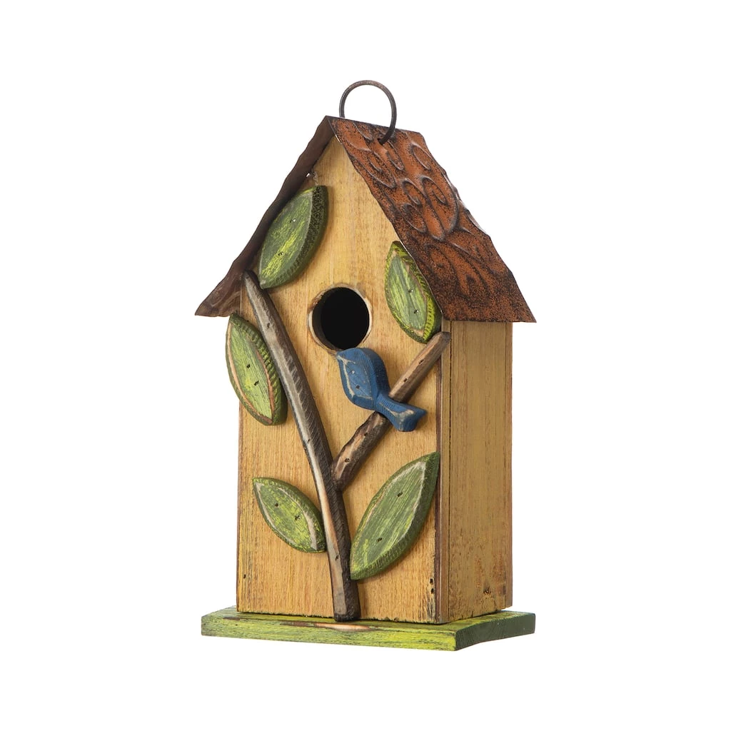 Deals π― Glitzhome® 9.75" Yellow Distressed Bird & Tree Birdhouse π― 3 Deals π― Glitzhome® 9.75" Yellow Distressed Bird & Tree Birdhouse π―