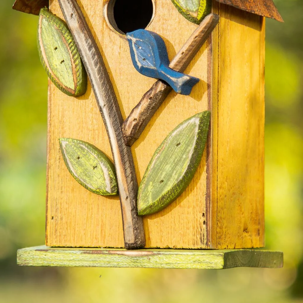 Deals π― Glitzhome® 9.75" Yellow Distressed Bird & Tree Birdhouse π― 7 Deals π― Glitzhome® 9.75" Yellow Distressed Bird & Tree Birdhouse π― - Image 5