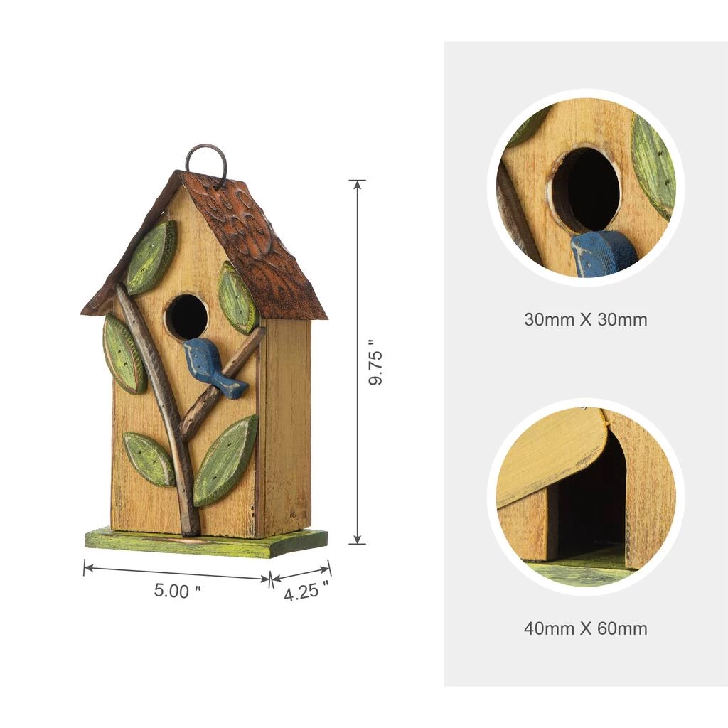 Deals π― Glitzhome® 9.75" Yellow Distressed Bird & Tree Birdhouse π― 9 Deals π― Glitzhome® 9.75" Yellow Distressed Bird & Tree Birdhouse π― - Image 7