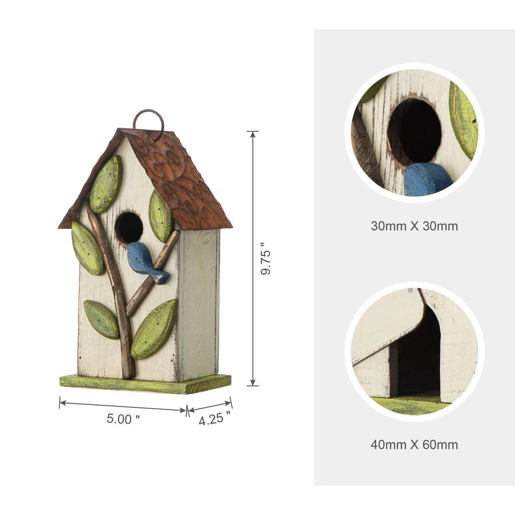 Coupon π₯ Glitzhome® 9.75" White Distressed Bird & Tree Birdhouse π 7 Coupon π₯ Glitzhome® 9.75" White Distressed Bird & Tree Birdhouse π - Image 5
