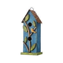 Top 10 🥰 Glitzhome® 13" Blue Distressed Bird & Tree Birdhouse 🎉