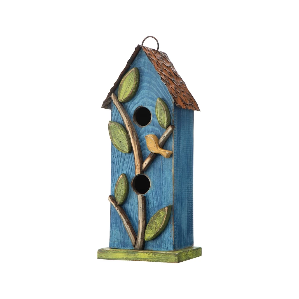 Top 10 π₯° Glitzhome® 13" Blue Distressed Bird & Tree Birdhouse π 3 Top 10 π₯° Glitzhome® 13" Blue Distressed Bird & Tree Birdhouse π