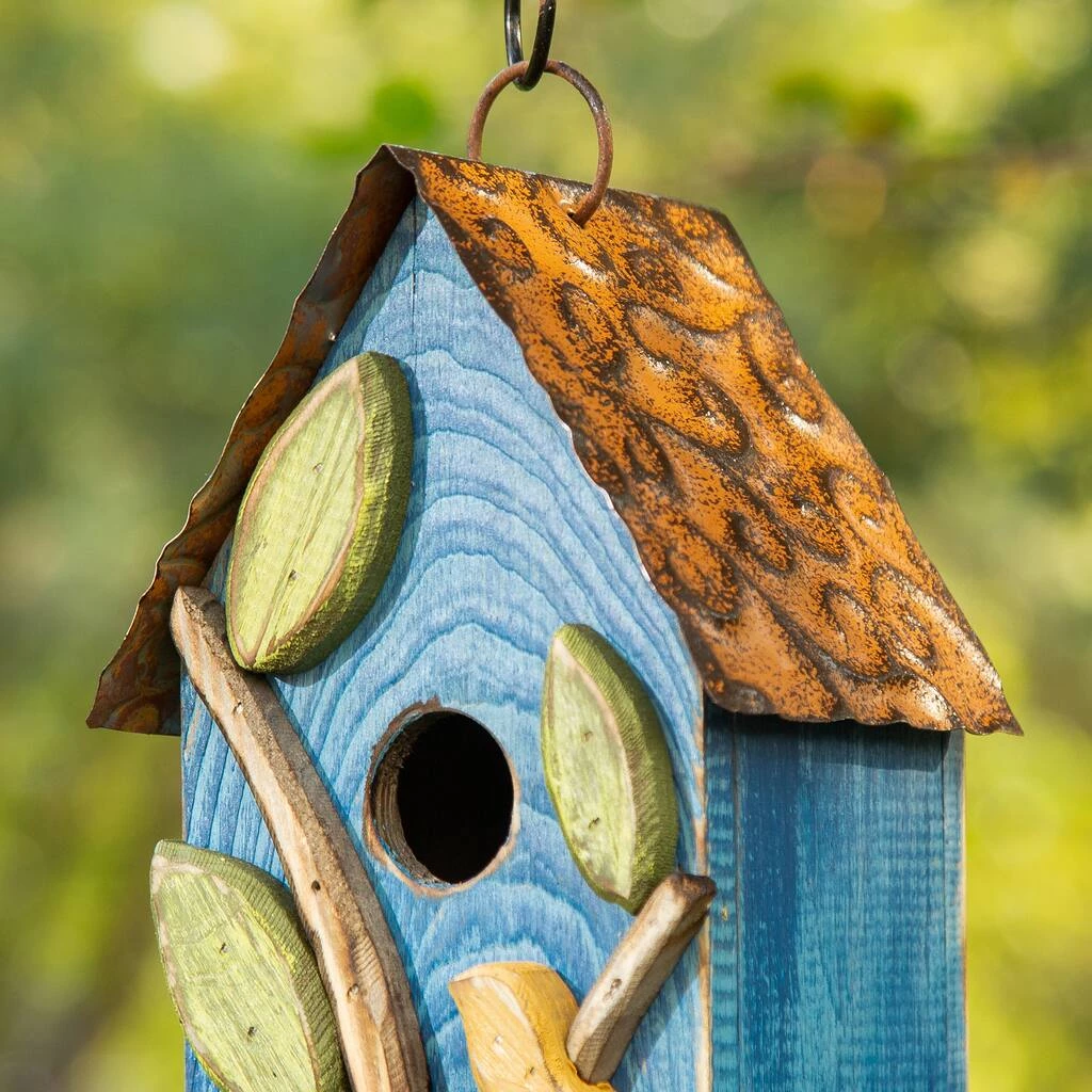 Top 10 π₯° Glitzhome® 13" Blue Distressed Bird & Tree Birdhouse π 5 Top 10 π₯° Glitzhome® 13" Blue Distressed Bird & Tree Birdhouse π - Image 3
