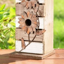 Buy 🥰 Glitzhome® 14.5" Brown & White Pallet Distressed Birdhouse 👍 -Glitzhome Sales D583633S 5