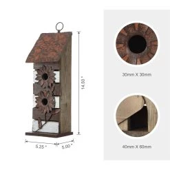 Buy 🥰 Glitzhome® 14.5" Brown & White Pallet Distressed Birdhouse 👍 -Glitzhome Sales D583633S 8