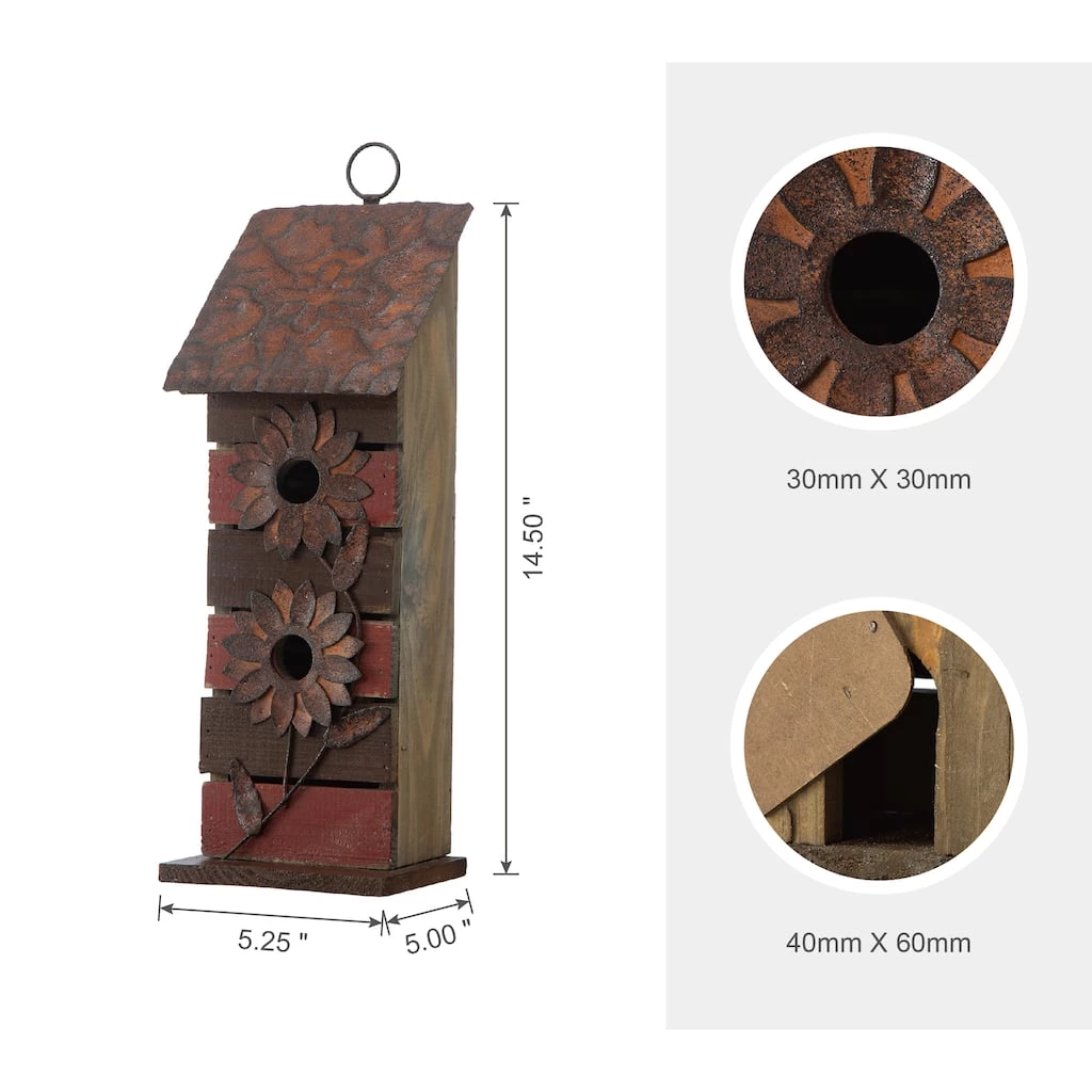 Best Sale β Glitzhome® 14.5" Brown & Red Pallet Distressed Birdhouse π― 8 Best Sale β Glitzhome® 14.5" Brown & Red Pallet Distressed Birdhouse π― - Image 6