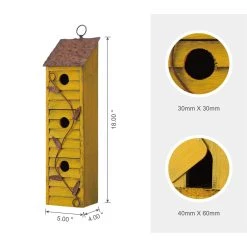 Cheapest ✨ Glitzhome® 18" Retro Yellow Distressed Window Shutters Birdhouse 😉 -Glitzhome Sales D583636S 8