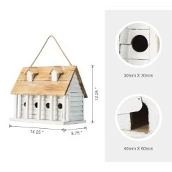 Flash Sale ⭐ Glitzhome® 14.25" Retro White Distressed Cottage Birdhouse ❤️ -Glitzhome Sales D583638S 8