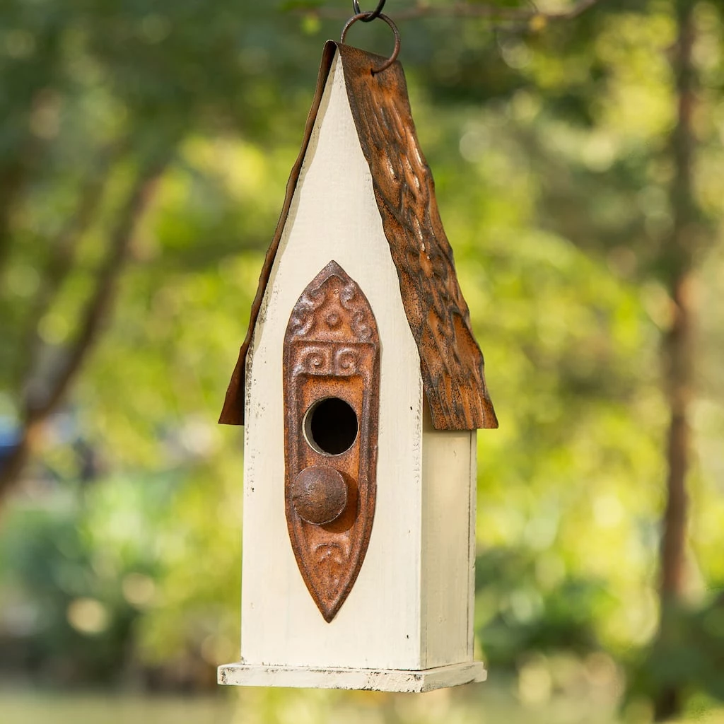 Top 10 ❤️ Glitzhome® 13.25" White Distressed Wood Birdhouse 🧨 4 Top 10 ❤️ Glitzhome® 13.25" White Distressed Wood Birdhouse 🧨 - Image 2