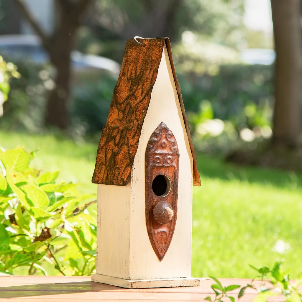 Top 10 ❤️ Glitzhome® 13.25" White Distressed Wood Birdhouse 🧨 5 Top 10 ❤️ Glitzhome® 13.25" White Distressed Wood Birdhouse 🧨 - Image 3