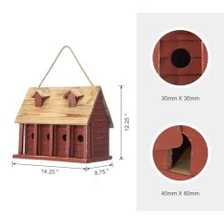 Discount 🔔 Glitzhome® 14.25" Retro Red Distressed Cottage Birdhouse 🔔 -Glitzhome Sales D583640S 8
