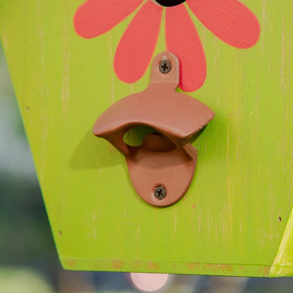 New π Glitzhome® 10.75" Green Wood & License Plate Roof Birdhouse π 5 New π Glitzhome® 10.75" Green Wood & License Plate Roof Birdhouse π - Image 3
