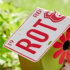 New π Glitzhome® 10.75" Green Wood & License Plate Roof Birdhouse π 12 New π Glitzhome® 10.75" Green Wood & License Plate Roof Birdhouse π -Glitzhome Sales D583642S 5