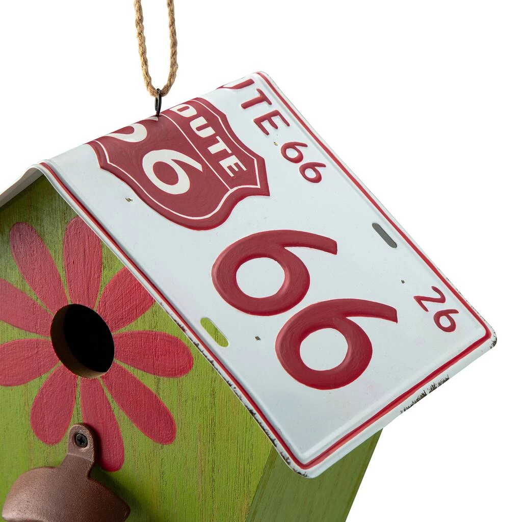 New π Glitzhome® 10.75" Green Wood & License Plate Roof Birdhouse π 7 New π Glitzhome® 10.75" Green Wood & License Plate Roof Birdhouse π - Image 5