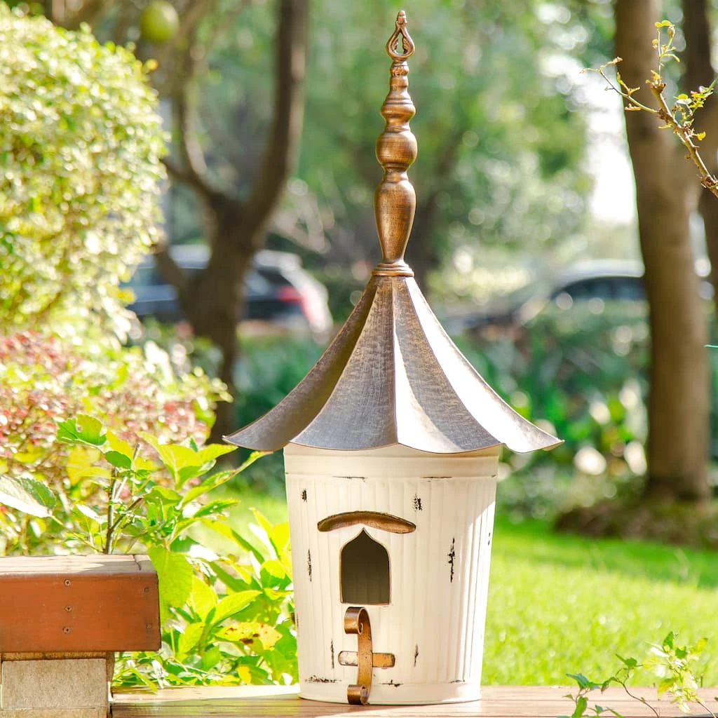 Buy π Glitzhome® 30" White Pagoda Metal Birdhouse π₯ 4 Buy π Glitzhome® 30" White Pagoda Metal Birdhouse π₯ - Image 2