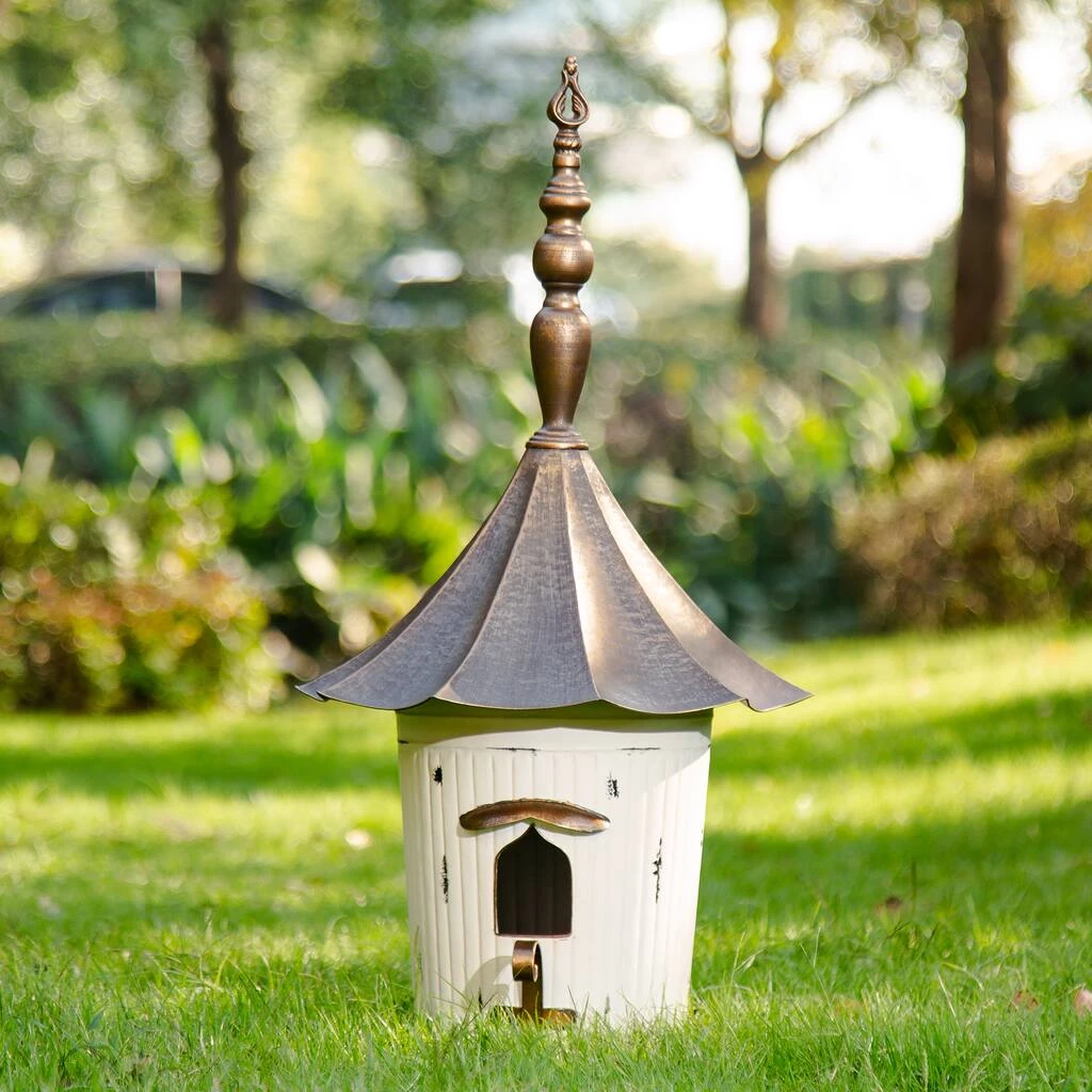 Buy π Glitzhome® 30" White Pagoda Metal Birdhouse π₯ 5 Buy π Glitzhome® 30" White Pagoda Metal Birdhouse π₯ - Image 3
