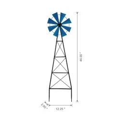Budget ⭐ Glitzhome® 44" Blue Metal Wind Spinner Yard Stake ✨ -Glitzhome Sales D584331S 7