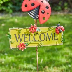 Cheapest 😍 Glitzhome® 42.25" Metal Ladybug & Bee Yard Stake Set ⭐ -Glitzhome Sales D584335S 4
