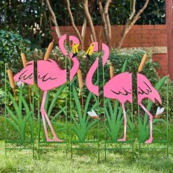 Cheapest 🥰 Glitzhome® 37.75" Metal Flamingo Silhouette Yard Stake Set 😍 -Glitzhome Sales D584336S 3