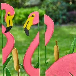Cheapest 🥰 Glitzhome® 37.75" Metal Flamingo Silhouette Yard Stake Set 😍 -Glitzhome Sales D584336S 4