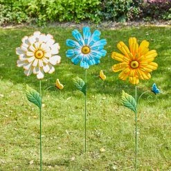 Brand new ⌛ Glitzhome® 51.75" Oversized Metal Dimensional Flowers Yard Stake Set 🛒 -Glitzhome Sales D584337S 3