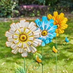 Brand new ⌛ Glitzhome® 51.75" Oversized Metal Dimensional Flowers Yard Stake Set 🛒 -Glitzhome Sales D584337S 4