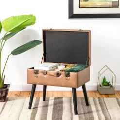 New 😍 Glitzhome® Leatherette Upholstered Storage Stool 🔔 -Glitzhome Sales D588444S 3