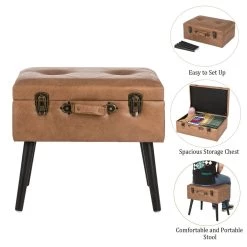 New 😍 Glitzhome® Leatherette Upholstered Storage Stool 🔔 -Glitzhome Sales D588444S 5