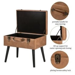 New 😍 Glitzhome® Leatherette Upholstered Storage Stool 🔔 -Glitzhome Sales D588444S 6