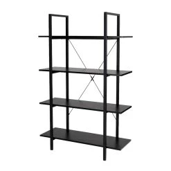 Best Sale 🌟 Glitzhome® 55" Black Modern Industry 4-Tier Bookcase ✔️