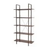 Hot Sale 🤩 Glitzhome® 6ft. Walnut Modern Industry 5-Tier Bookcase 🤩