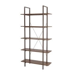 Hot Sale 🤩 Glitzhome® 6ft. Walnut Modern Industry 5-Tier Bookcase 🤩