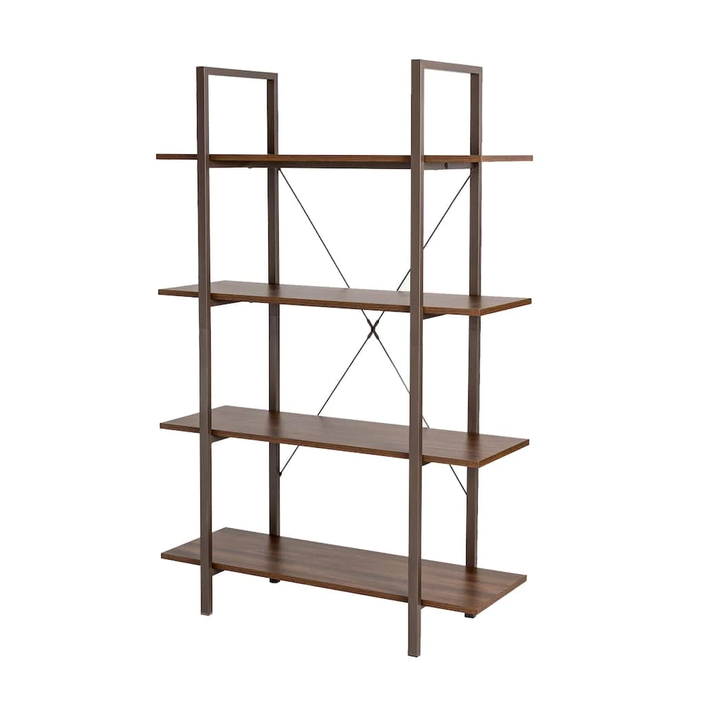 New β€οΈ Glitzhome® 55" Walnut Modern Industry 4-Tier Bookcase π 3 New β€οΈ Glitzhome® 55" Walnut Modern Industry 4-Tier Bookcase π