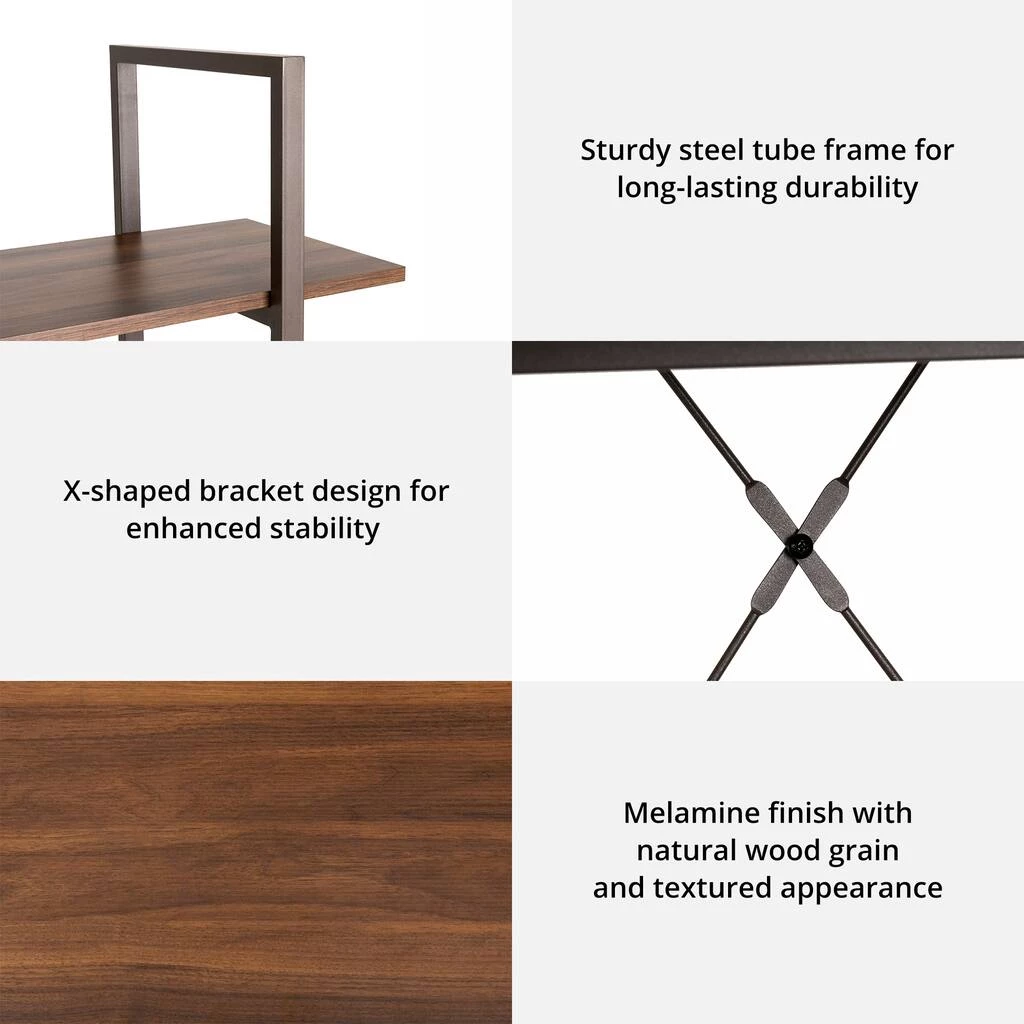 New β€οΈ Glitzhome® 55" Walnut Modern Industry 4-Tier Bookcase π 7 New β€οΈ Glitzhome® 55" Walnut Modern Industry 4-Tier Bookcase π - Image 5