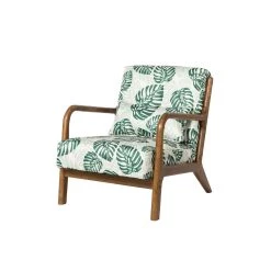 Flash Sale 😉 Glitzhome® Mid-Century Modern Patterned Fabric Accent Armchair with Walnut Rubberwood Frame 🤩