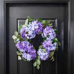 Hot Sale 🛒 Glitzhome® 22" Purple Hydrangea Wreath 🔔 -Glitzhome Sales D600053S 3