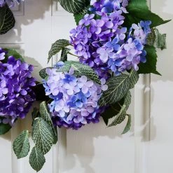 Hot Sale 🛒 Glitzhome® 22" Purple Hydrangea Wreath 🔔 -Glitzhome Sales D600053S 5