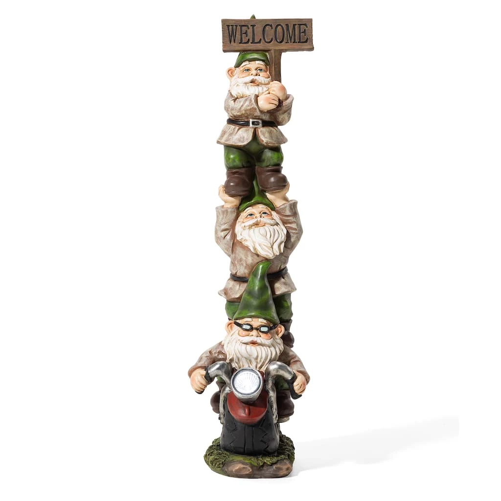 Deals ❤️ Glitzhome® 25.5" Solar Stacked Riding Gnome Garden Statue 💯 3 Deals ❤️ Glitzhome® 25.5" Solar Stacked Riding Gnome Garden Statue 💯