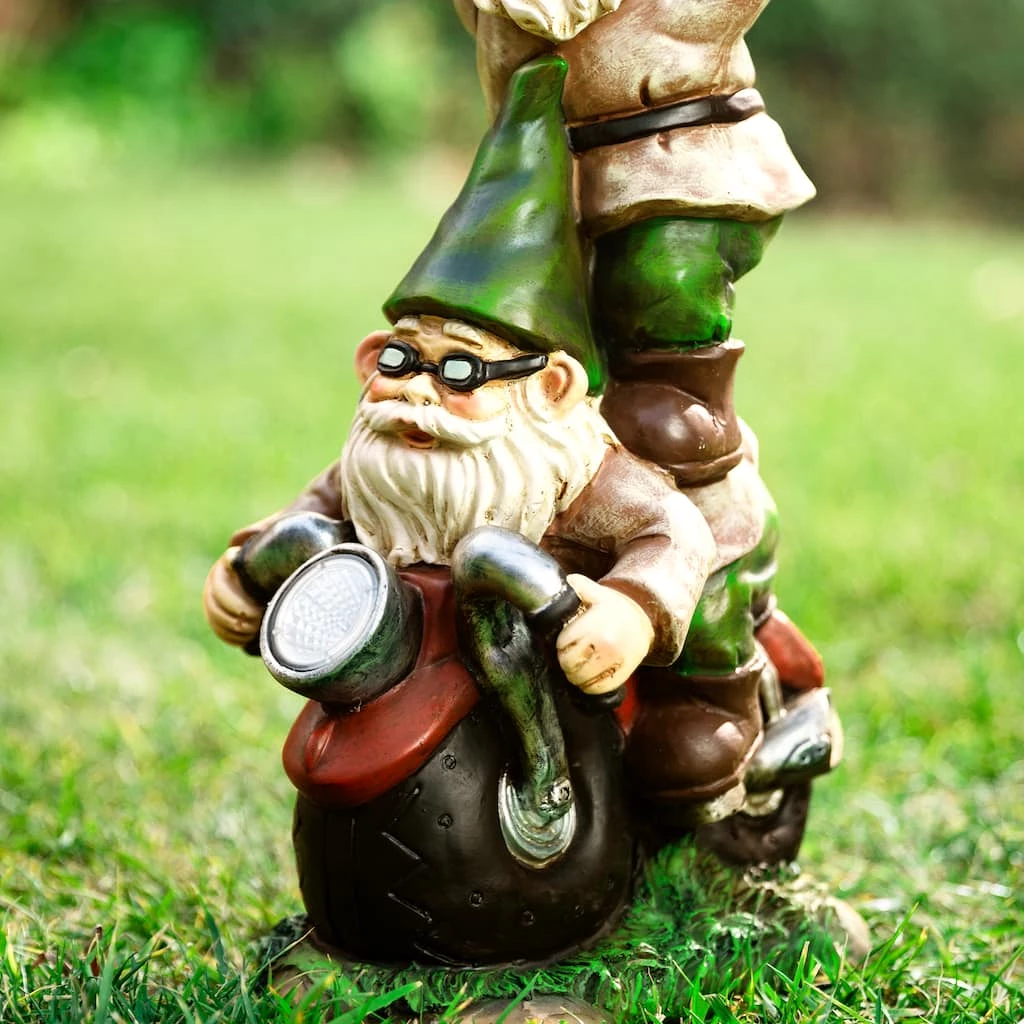 Deals ❤️ Glitzhome® 25.5" Solar Stacked Riding Gnome Garden Statue 💯 6 Deals ❤️ Glitzhome® 25.5" Solar Stacked Riding Gnome Garden Statue 💯 - Image 4