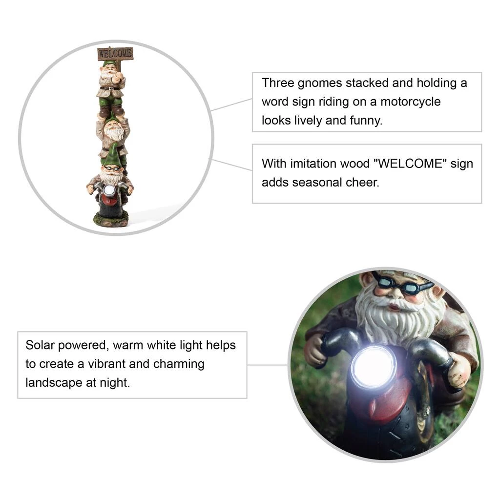 Deals ❤️ Glitzhome® 25.5" Solar Stacked Riding Gnome Garden Statue 💯 9 Deals ❤️ Glitzhome® 25.5" Solar Stacked Riding Gnome Garden Statue 💯 - Image 7